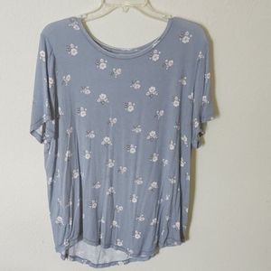 So Blue Flower Print Shirt